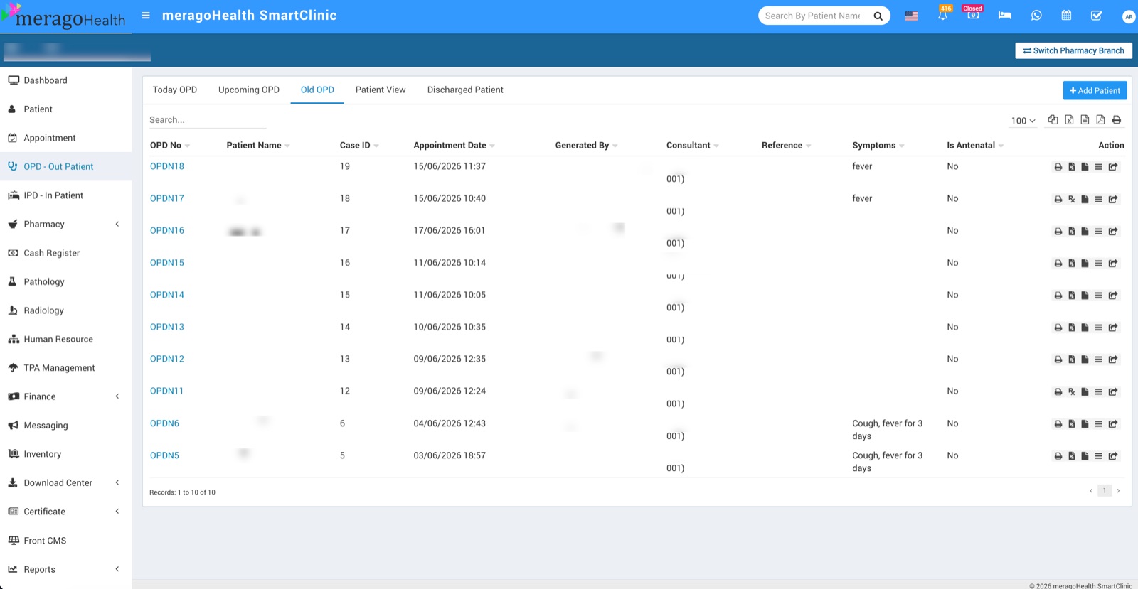 MeragoHMIS — hospital management system dashboard